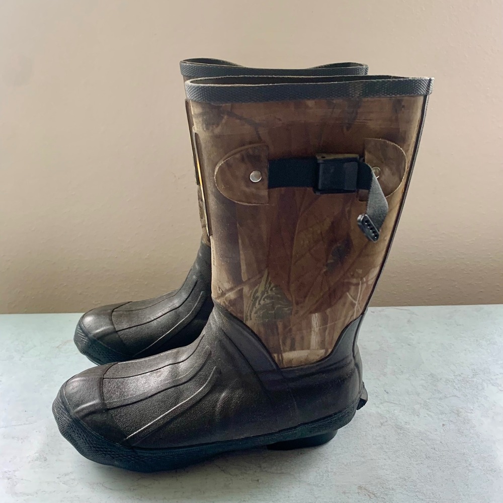 Game Winner Size 4 Hunting Boots Camo EUC 400g Thinsulate Scent Free Steel Shank